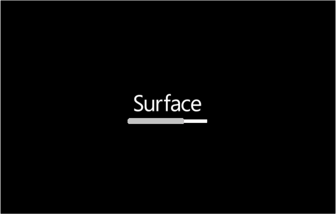 Firmware TCON do Surface com barra de progresso cinzenta clara.