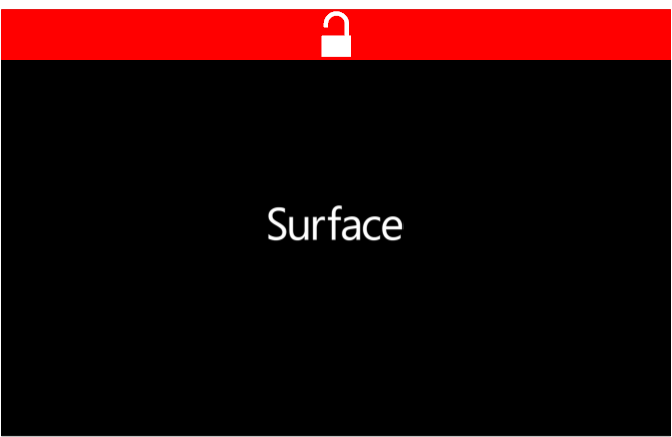 Ecrã de arranque do Surface que indica que o Arranque Seguro foi desativado.