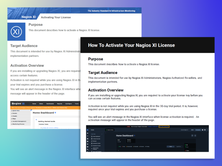 Two overlapping screenshots showcasing the old and new document formats as part of the documentation update.