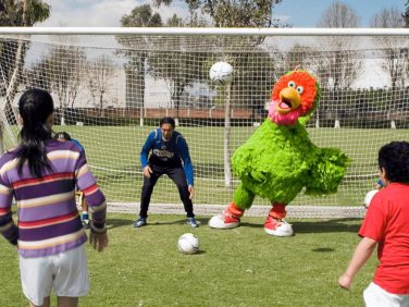 Abelerdo playing soccer.