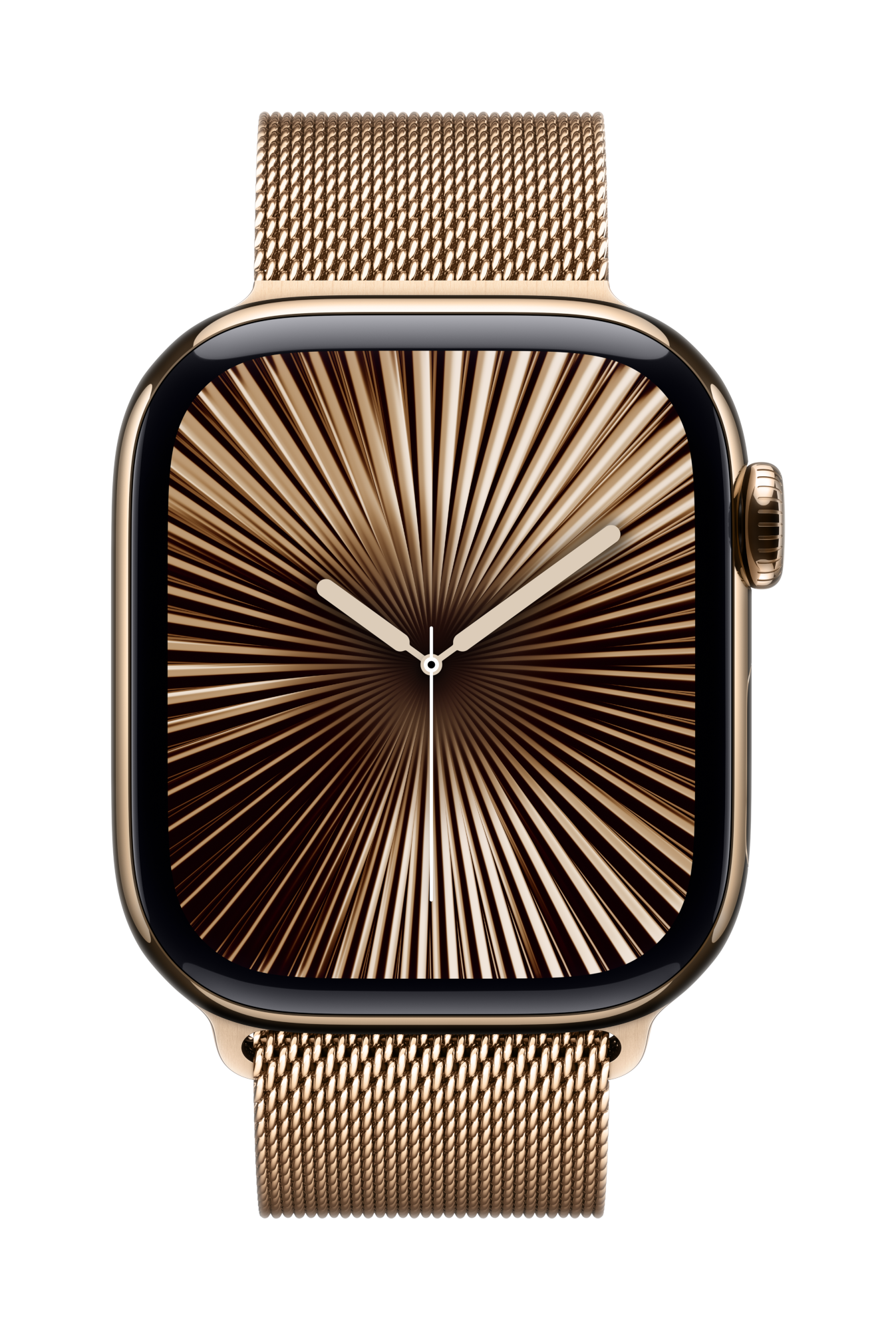 apple watch series 10 cellular 42mm gold titanium gold milanese loop pure front screen usen