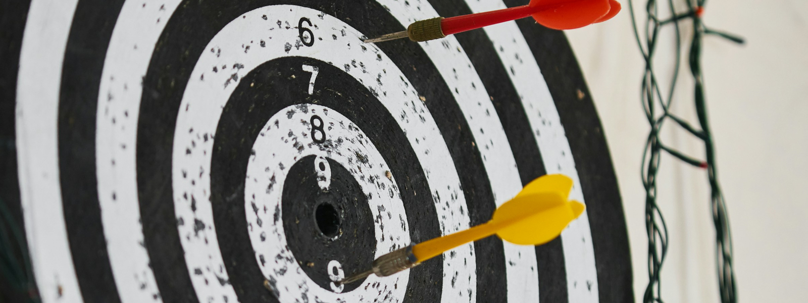 A black and white dartboard