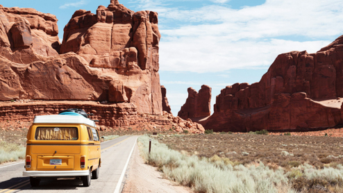 Camper van on a road trip