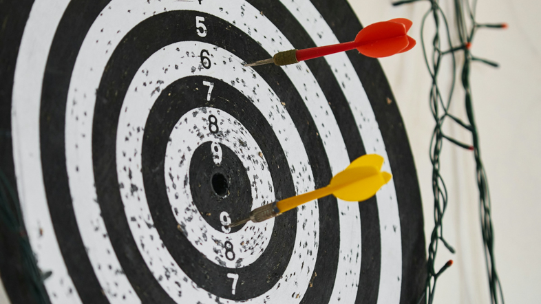 A black and white dartboard