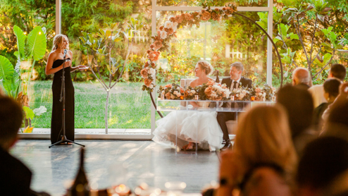 Woman giving a wedding speech