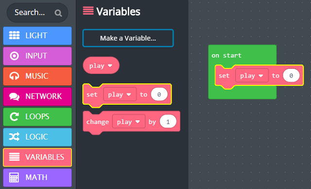 'set' variable block