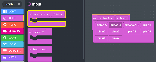 Input button selections