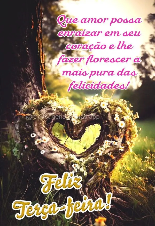 Que amor possa enraizar em seu coração e lhe fazer florescer a mais pura das felicidades! Feliz Terça-feira! 