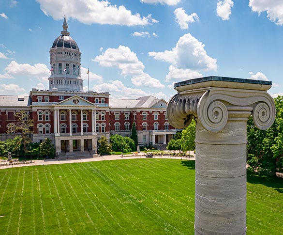 Jesse Hall and one of the Columns