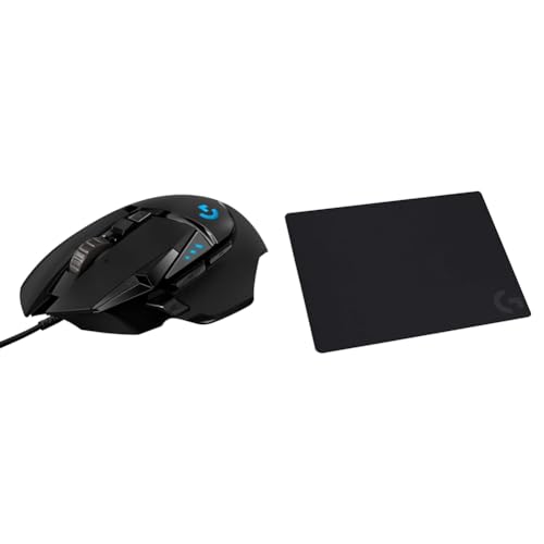 Logitech G502 Hero Ratón Gaming con Cable Alto Rendimiento & G240 Alfombrilla para Juegos, Tela, optimada para sensores de Ju