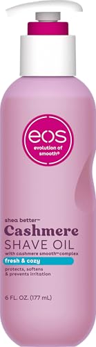 eos Cashmere Shave Oil, Fresh & Cozy, Soothing and Moisturizing, Prevents Irritation and Razor Burn, Entire Bikini Area-Appro