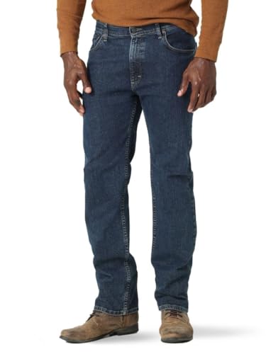 Wrangler Authentics Men's Regular Fit Comfort Flex Waist Jean, Dark Stonewash, 38W x 30L