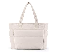 BAGSMART Tote Bag for Women, Lightweight Puffy Tote Bag with Compartments, Quilted Shoulder Bag Handbag for Travel, Work