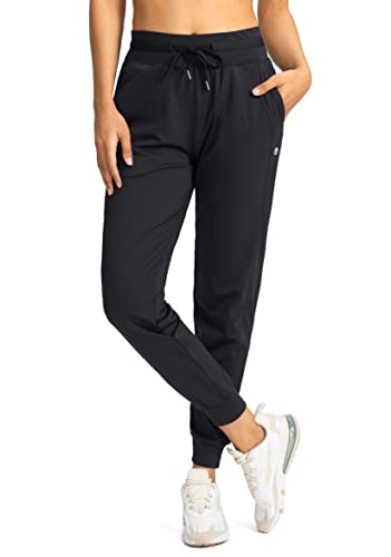 G Gradual Women's Joggers Pants with Zipper Pockets High Waisted Athletic Tapered Sweatpants for Women Workout Lounge (Black,