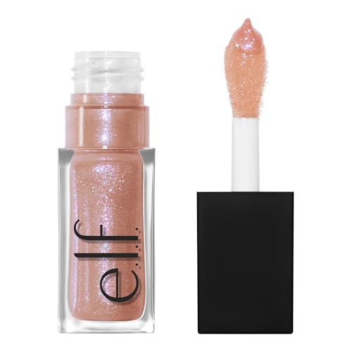 e.l.f. Glow Reviver Lip Oil, Nourishing and Hydrating with High-Shine Glimmer Finish & Sheer Wash Of Color, Minty Scent, Non-