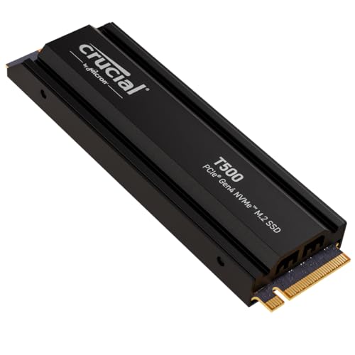 Crucial T500 SSD 2TB PCIe Gen4 NVMe M.2 PS5 SSD Interno Gaming con Disipador, Hasta 7400 MB/s, Compatible PlayStation 5, TLC 