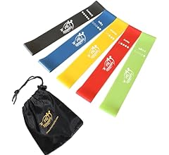 Fit Simplify Resistance Loop Exercise Bands with Instruction Guide and Carry Bag, Set of 5