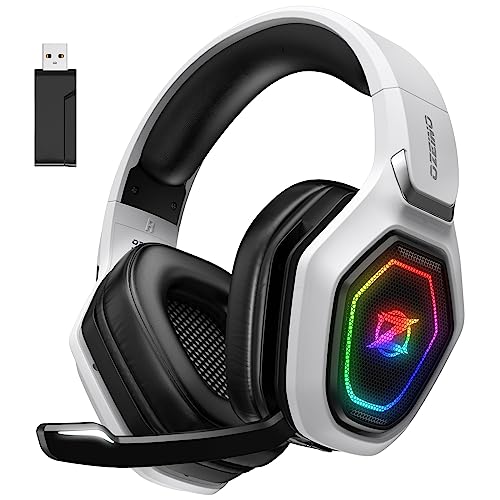 Ozeino Cascos Gaming Inalámbricos para PC/Ps5/Ps4, Auriculares Gaming Inalámbricos de 2,4GHz Wireless+Bluetooth, Baja Latenci