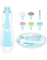 Electric Nail File Drill for Baby No Sharp Claws Hurt, 6 in 1 Safety Cutter Trimmer Clipper for Toes and Fingers (Blue)