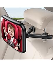 Baby Car Mirror for Baby - Lamicall Safety Shatterproof Acrylic Mirror, Anti-Shake Car Seat Mirror for Baby Rear Facing, 360° Rotation &amp; Wide Clear View, 3S Quick Install, New Born Baby Essentials