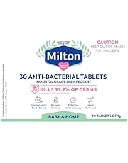 Milton Anti-Bacterial Tablets | Sterilise Baby Products in 15 mins | Ideal for travel | 30pk