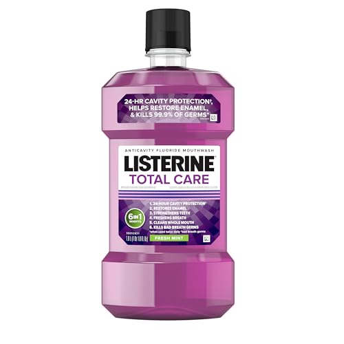 Listerine Total Care Anticavity Fluoride Mouthwash, 6 Benefits in 1 Oral Rinse Helps Kill 99% of Bad Breath Germs, Prevents C