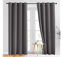 NICETOWN Gray Blackout Curtains for Bedroom 84 inches Long - Thermal Curtains & Drapes Grommet Room Darkening Curtains Nois…