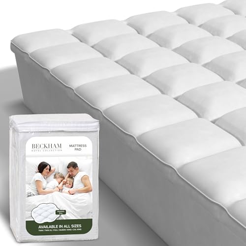 Beckham Hotel Collection King Size Hybrid Mattress Protector & Pad - Extra Padded, Thick, Plush, & Fitted Mattress Topper for