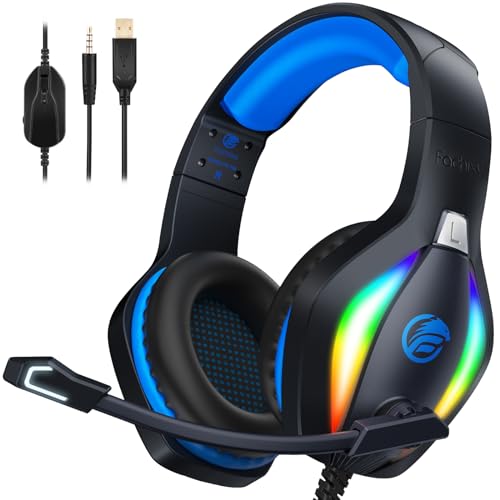 Fachixy FC100 Cascos Gaming para PS4/PS5/PC/Xbox One/Switch, Auriculares Gaming Cancelación de Ruido, Cascos con Microfono Es