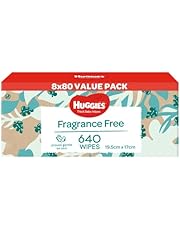 HUGGIES Baby Wipes Fragrance Free 640 Pack (8 x 80 Pack) - Packaging May Vary