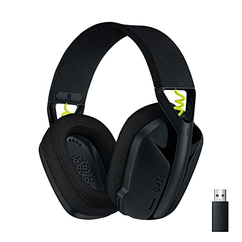 Logitech G435 Auriculares Inalámbricos LIGHTSPEED para Gaming,Ligeros, micrófono integrado, Batería de 18horas, Compatibles c