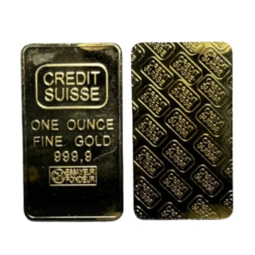 Replica One Ounce 999 Gold Plated Swiss Gold Bar Commemorative Coin - Golden Brick Metal Commemorative Medallion