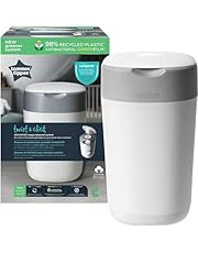 Tommee Tippee Twist and Click Advanced Nappy Bin, Includes 1x Refill Cassette, Locks in Odours and Germs, White