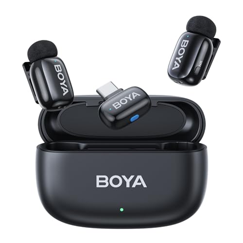 BOYA mini Wireless Lavalier Microphone for Android/Tablets/PC with USB C Plug,Noise Reduction,30H Battery Life with Charging 