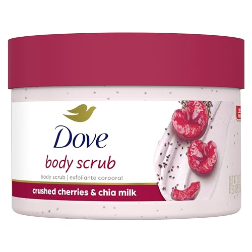 Dove Exfoliating Body Polish Crushed Cherries & Chia Milk Skin Care for Revitalized Skin Formulated with 1/4 Moisturizing Cre