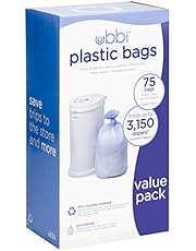 Ubbi_Diaper Pail Plastic Bags, Disposable Baby Waste Bags, 3 Pack, 75 Count, 13-Gallon Bags