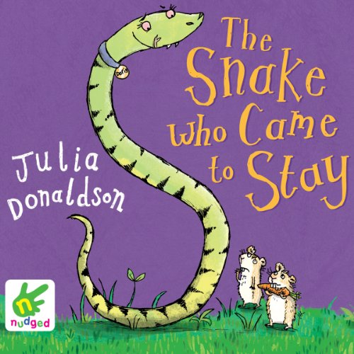 Diseño de la portada del título The Snake Who Came to Stay