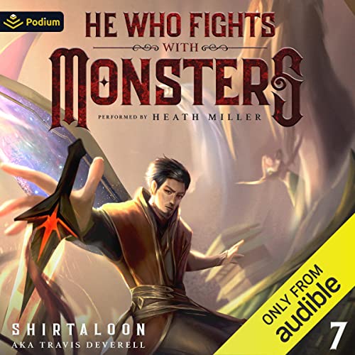 Diseño de la portada del título He Who Fights with Monsters 7