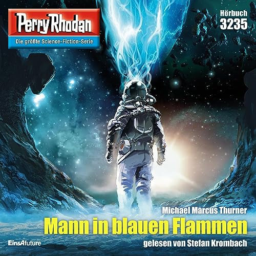 Mann in blauen Flammen cover art