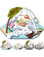 Baby Gym Play Mat, 8-in-1 Tummy Time Mat &amp; Ball Pit with 6 Toys, Washable Baby Activity Play Mat for Visual, Hearing, Sensory, Motor Development, Baby Toys Toddler Infant 0-3-6-9-12 Month