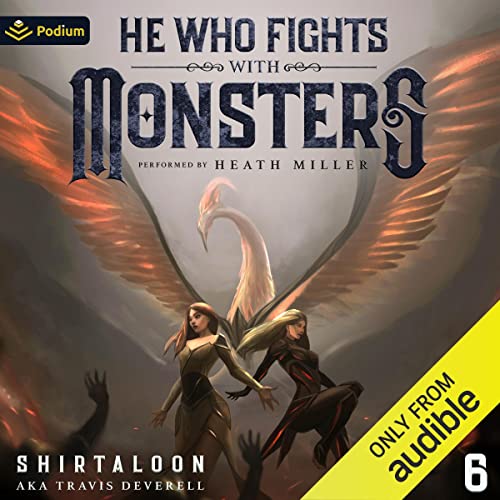 Diseño de la portada del título He Who Fights with Monsters 6