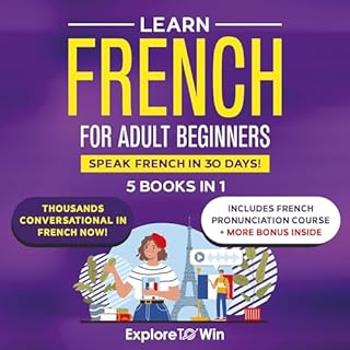 Learn Beginner and Intermediate French for Adults: 5 Books in 1 Audiolibro Por Explore ToWin arte de portada