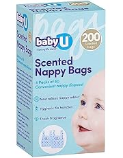 babyU Scented Nappy Bags | Convenient Nappy Disposal | Neutralises Nappy Odour | Hygienic Tie Handles | 200pk