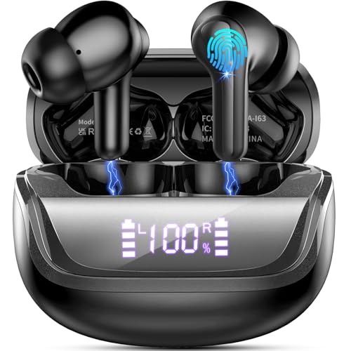 Wireless Earbuds, Bluetooth 5.4 Headphones Deep Bass Stereo, in-Ear Earphones with 4 ENC Noise Canceling Mic, 45H Playtime Du