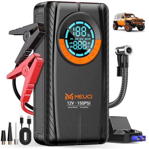 MEUCI Portable Car Jump Starter with Air Compressor - 3500A Car Battery Jump Starter (9.0 Gas/8.0L Diesel), 12V Car Jumper St