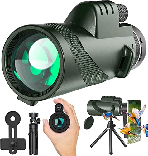 Monocular Telescope 80x100 High Power Monoculars for Smartphone with Tripod, HD Monocular for Adults, Lightweight BAK-4 Prism