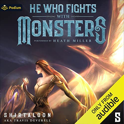 Diseño de la portada del título He Who Fights with Monsters 5