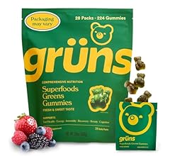 Gruns Daily Gummies, Super Greens Gummies - Organic Spirulina and Chlorella, Prebiotics for Digestive & Gut Health - Greens…