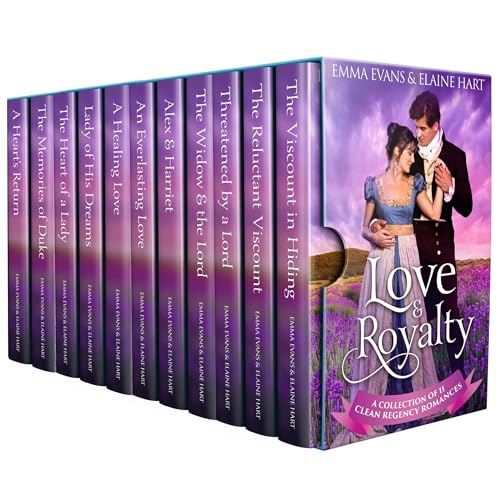 Love & Royalty: A Collection of 11 Clean Regency Romances Audiobook By Emma Evans, Elaine Hart cover art