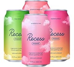 Recess Mood Magnesium & Adaptogen Drink, Relaxation Beverage, 12 ounce (Variety Pack, 12 pack)